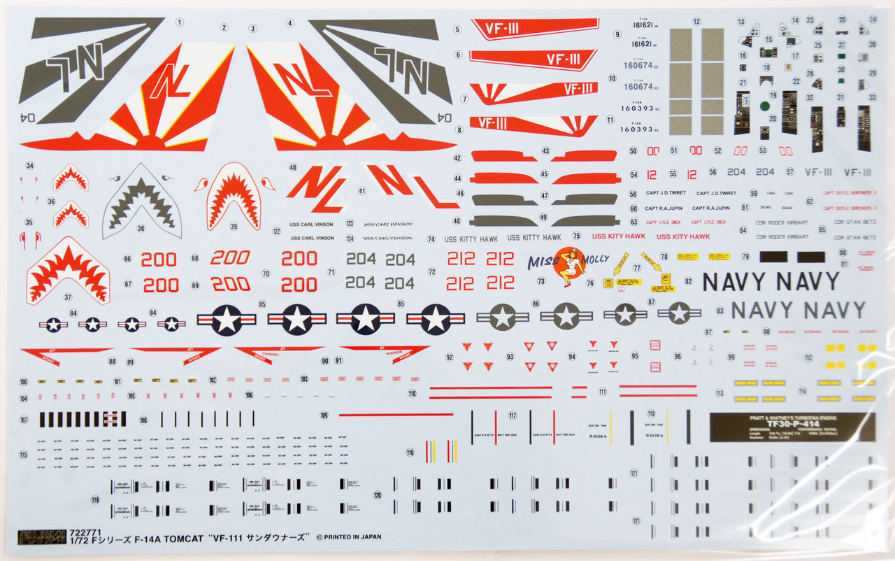 Fujimi F01 F-14A Tomcat VF-111 Sundowners 1/72 scale kit - Plaza Japan