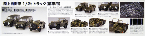 Fujimi 72M-12 JGSDF 1/2t Truck (Troop) 1/72 Scale Kit