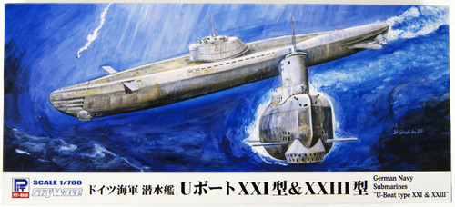 Pit-Road Skywave W223 German Navy Submarine U-boat Type XXI & Type XXIII 1/700 Scale Kit