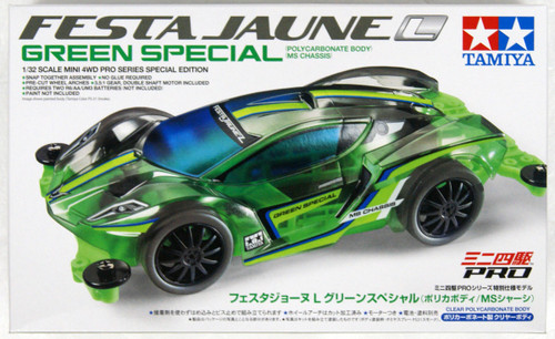 Tamiya 95485 Mini 4WD Festa Jaune L Green SP Polycarbonate Body MS Chassis 1/32