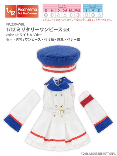 Azone PIC230-WBL 1/12 Military One Piece Set (White x Blue)