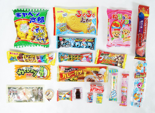 Assortment Dagashi Set Japanese Candies Chocolate Snacks - 20 Pieces Small Box