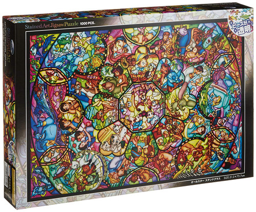 Tenyo Japan Jigsaw Puzzle DS1000-764 Disney All Star Stained Glass (1000 Pieces)