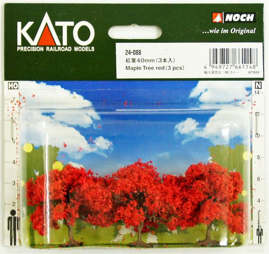 Kato 24-088 Maple Trees (red) 3pcs 40mm (Scenery Trees) (N scale)