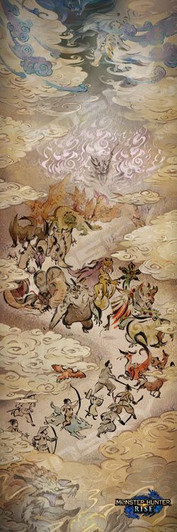 Ensky 950-52 Jigsaw Puzzle Monster Hunter Rise Hundred Dragon Night Picture Scroll (950 Pieces)