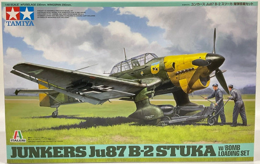 Tamiya 1/48 Junkers Ju87 B-2 Stuka w/Bomb Loading Set Plastic Model