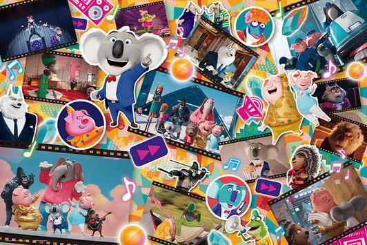 Yanoman 10-1414 Jigsaw Puzzle Sing 2 Scenes and Character Cutouts (1000 Pieces)