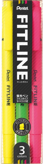 Pentel FITLINE Highlighter 3 Color Set