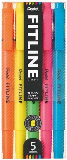 Pentel FITLINE Highlighter 5 Color Set