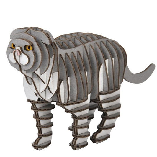 hacomo GRID Paper Craft Scottish Fold Gray