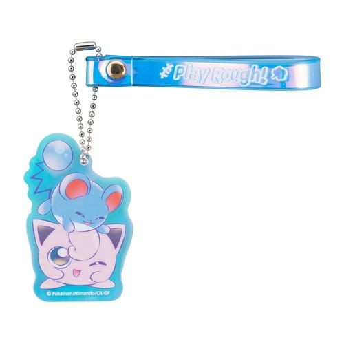 Pokemon Center Original Acrylic Keychain Play Rough! Jigglypuff and Marill