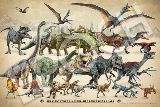 Epoch 12-521s Jigsaw Puzzle Jurassic World Dinosaur Size Comparison Chart (1000 Pieces)