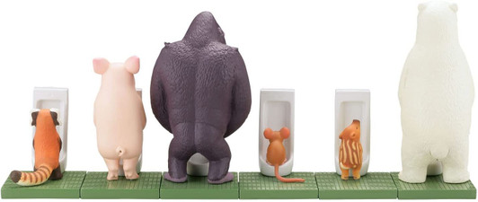 Kaiyodo miniQ Miniature Cube Sato Kunio's Animal Bathroom in Groups (Tsure O o O) 1 Box 6 Pcs