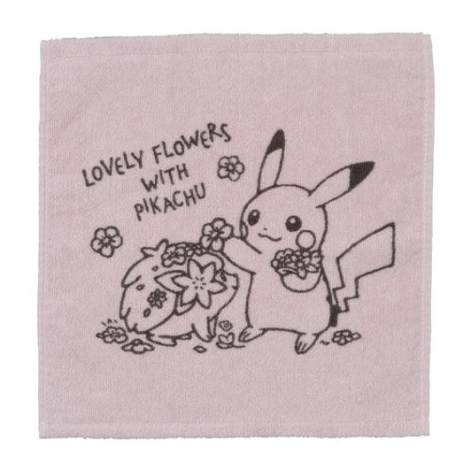 Pokemon Center Original Hand Towel Lovely Flowers with Pikachu (Pink)