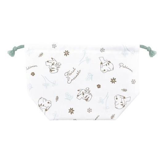 Pokemon Center Original Lunch Drawstring Bag Floral Ensemble Pikachu