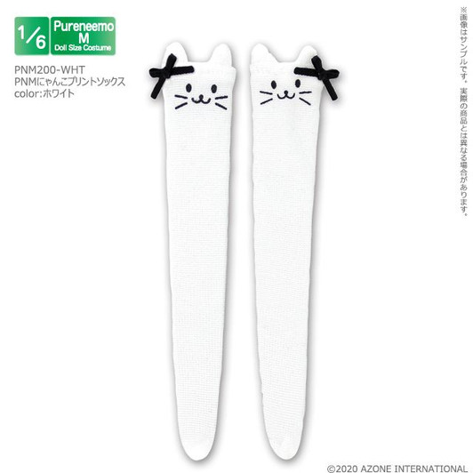 Azone PNM199-WHT 1/6 Pure Neemo M Kitty Cat Print Socks (White)