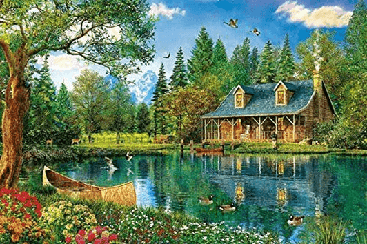APPLEOne Jigsaw Puzzle 1000-768 Dominic Davison Crystal Lake Cabin (1000 Pieces)