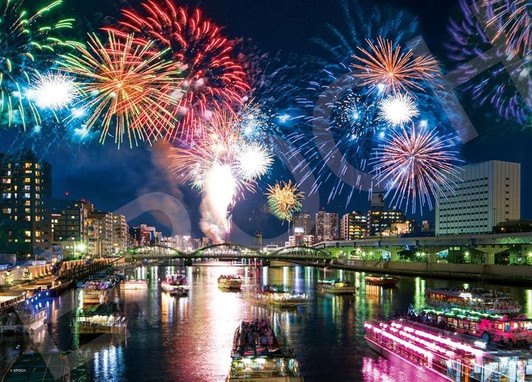 Epoch 79-490s Jigsaw Puzzle Sumida River Firework Festival in Tokyo Japan (2000 S-Pieces)