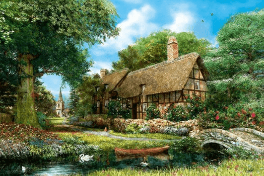 APPLEOne Jigsaw Puzzle 300-284 Dominic Davison Sunny Side Cottage (300 Pieces)