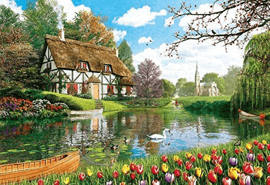 APPLEOne Jigsaw Puzzle 300-296 Dominic Davison Blooming Waterway (300 Pieces)