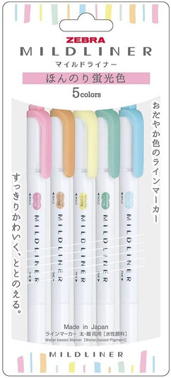 Zebra Highlighter Mild Liner NC 5 Color Set Mild