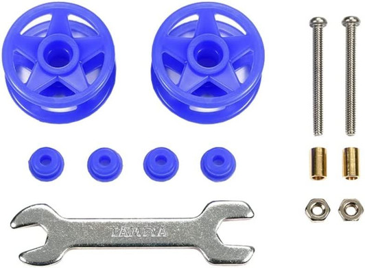 Tamiya 15532 Mini 4WD Low Friction Plastic Double Rollers (19-19mm) Blue