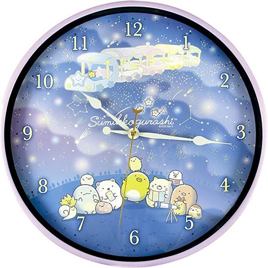 T's Factory Sumikko Gurashi Phosphorescent Wall Clock A Walk in Starry Sky / Purple