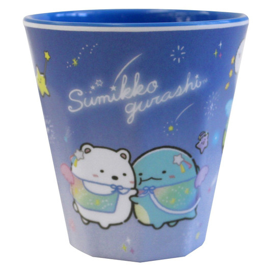 T's Factory Sumikko Gurashi Melamine Cup A Walk in Starry Sky Blue Shirokuma &Tokage