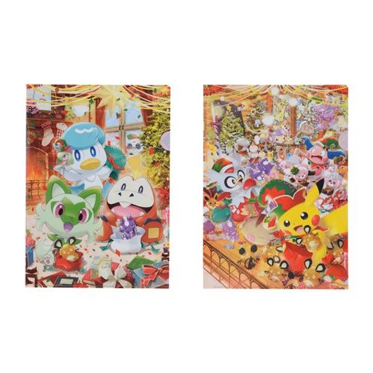 Pokemon Center Original Set of 2 A4 Clear Files Pokemon Christmas Toy Factory