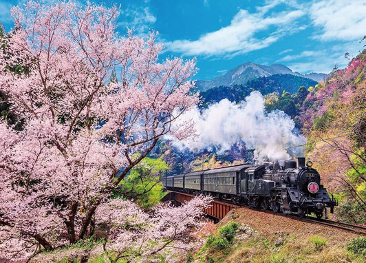 Beverly 600-006 Jigsaw Puzzle Oigawa Railway and Cherry Blossoms (600 Pieces)