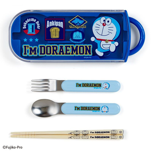 Sanrio Lunch Trio Set (Fork, Spoon, Chopsticks) Doraemon Blue