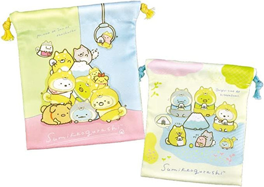 T's Factory Drawstring Bag Set of 2 Sumikko Gurashi Play with Dogs