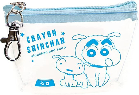 T's Factory Triangle Clear Pouch Crayon Shin-chan Shiro