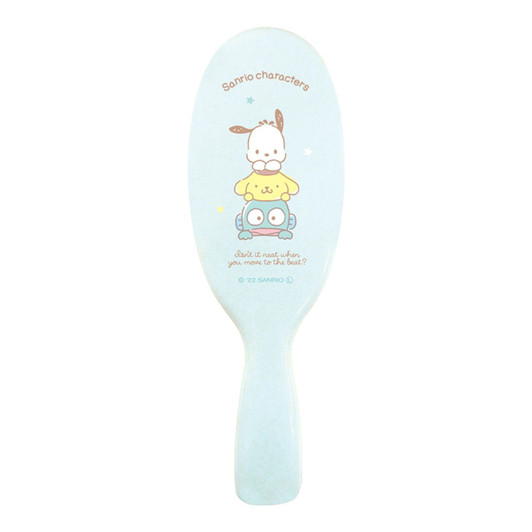T's Factory Handle Attached Smooth Hairbrush Sanrio Pochacco & Pom Pom Purin & Hangyodon