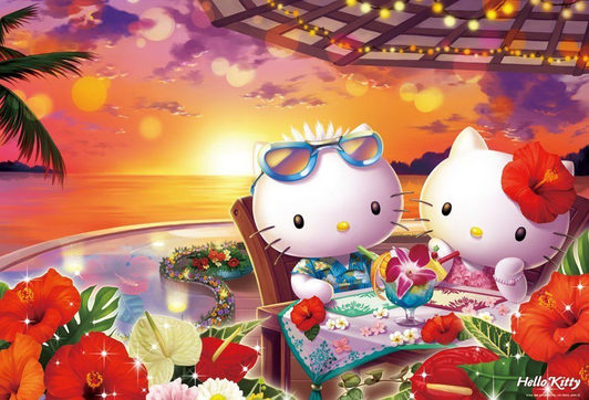 Beverly Jigsaw Puzzle 31-424 Sanrio Hello Kitty Tropical Sunset (1000 Pieces)