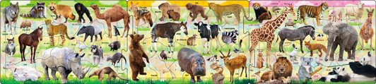 Apollo-sha 24-182 Jigsaw Puzzle Various Animals Panorama Puzzle (10+15+20 Pieces)