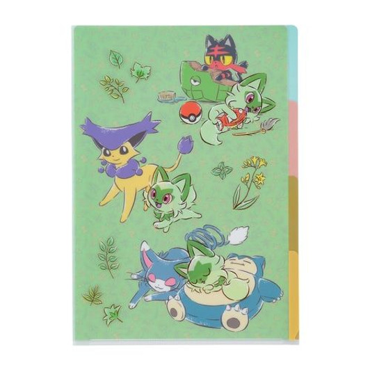Pokemon Center Original A4 Clear File Holder with 3 Pockets Sprigatito