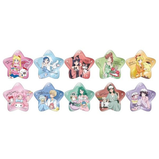 Ensky Sailor Moon x Sanrio Characters Collaboration Tin Badge Collection 10pcs Box