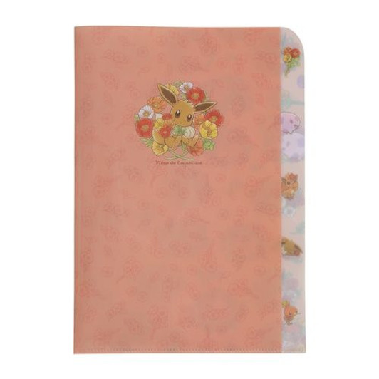 Pokemon Center Original Clear File Folder 5 Pockets Eevee Fleur de Coquelicot