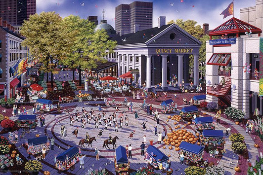 Yanoman 10-1429 Jigsaw Puzzle Alexander Chen - Quincy Market Square (1000 Pieces)