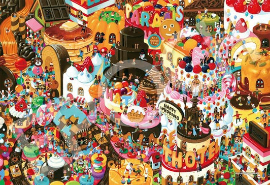 Epoch 32-601 Jigsaw Puzzle Masayoshi Akiyama Illustration A Strange Sweets Town (1053 S-Pieces)