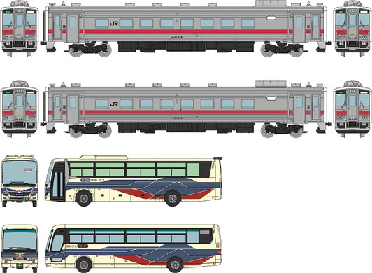 Tomytec Rumoi Line Last Train 4933D (2 Trains) & Bus Collection Coastal Limited Express Asahikawa/Rumoi Asahikawa Line (2 Buses) Set (N scale)