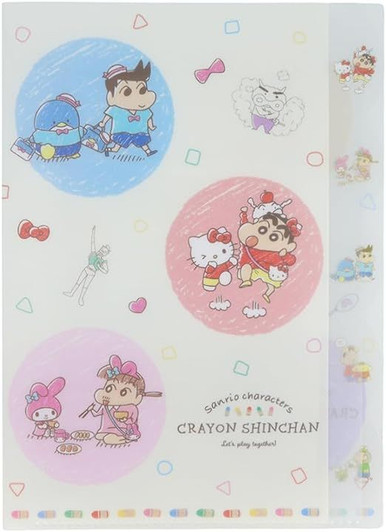 5-Index A4 Size Clear File Folder- Sanrio & Crayon Shinchan Pattern 2