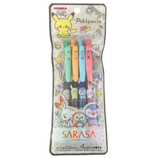 Pokemon Center Original Color Ballpoint Pen SARASA 4-Color Set Pokepeace 0.5mm