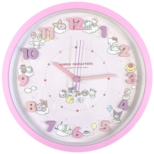 T's Factory Sanrio Wall Clock Characters Pink