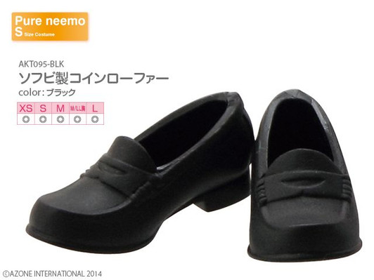 Azone AKT095-BLK 1/6 Pure Neemo S Soft Vinyl Coin Loafers (Black)