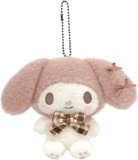Nakajima Sanrio Plush Mascot Holder My Melody (Fluffy Mocha Check)