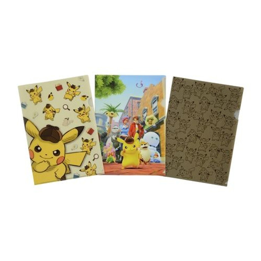 Pokemon Center Original A4 Clear File Folder Set of 3 (Detective Pikachu is Back!)