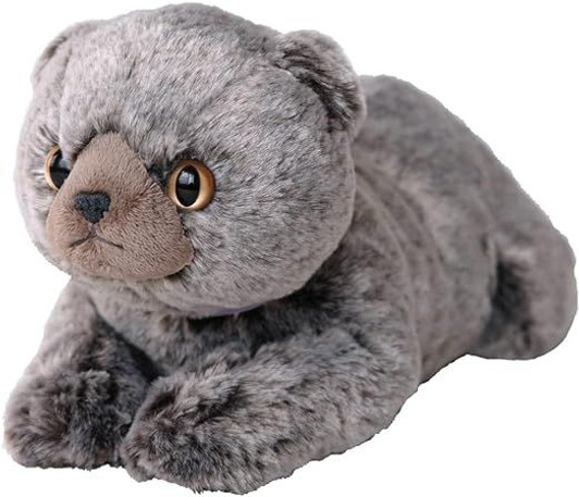 Sunlemon Plush Doll Knee Cat Super Fluffy Scottish Fold Gray
