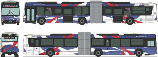 Tomytec Bus Collection Kawasaki Tsurumi Rinko Bus KAWASAKIBRT Articulated Bus (N scale)